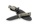 T5: fixed blade tactical knife - Green canvas, satin-finished blade