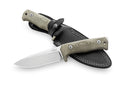 T5: fixed blade tactical knife - Green canvas, satin-finished blade